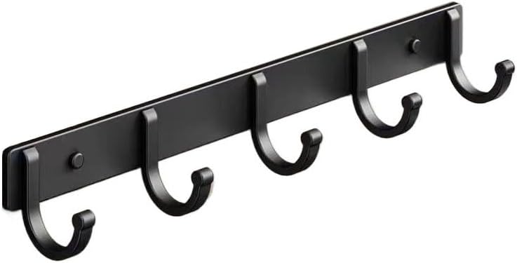 Wandhaken, Wandmontierte Haken – Selbstklebende Kleiderbügel Für Bad Und Kleiderschrank, Platzsparende Kleiderbügel Für Jacken, Hüte Und Taschen (schwarz, 5 Haken 36 Cm)
