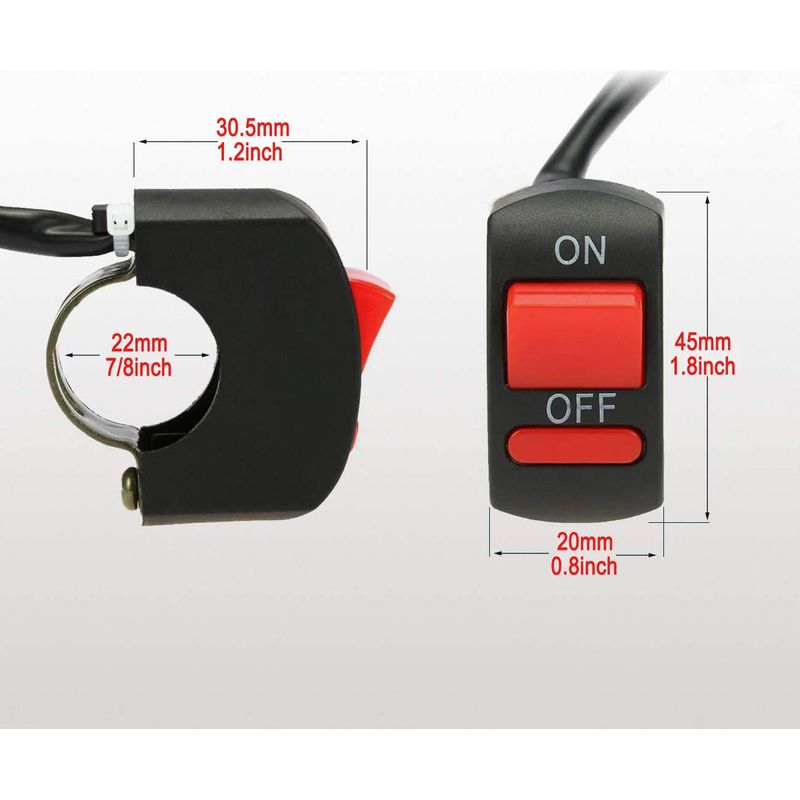 2 Stück Motorrad-lenker-wippschalter Ein/aus-druckknopfschalter Fahrrad-motorrad-tuningteil Für U5 U7 U2 Led-scheinwerfer Elektroroller