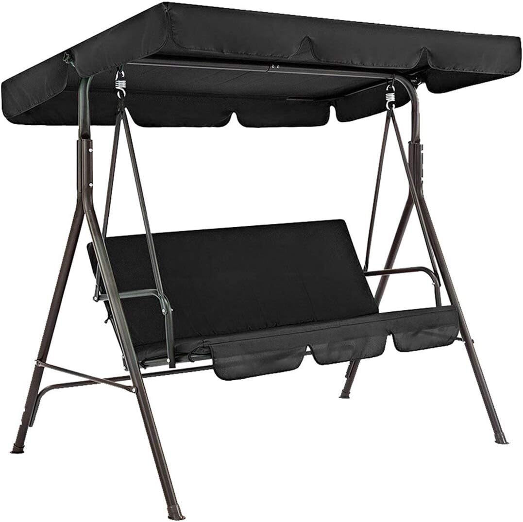 Sonnenschutz Für Schaukelstuhl – Ersatzdach – Ersatzbezug – 2-sitzer – 190t Polyester – Für Terrasse – 164 X 114 X 15 Cm – Beine Nicht Enthalten – Schwarz