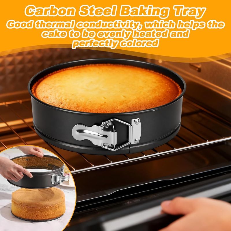 3-teiliges Rundes Kuchenform-set, Springform Mit Herausnehmbarem Boden, Antihaft-backset, Backform Aus Kohlenstoffstahl Für Käsekuchen, Gebäck, Pizza, Quiche (20 Cm/22 Cm/24 Cm)
