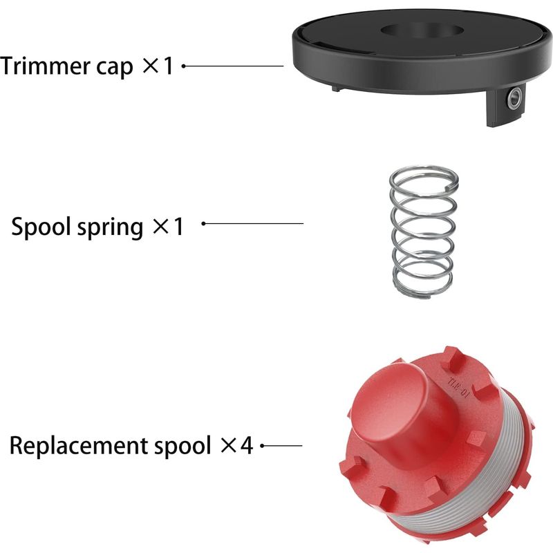 Ersatzspule Für Trimmerfaden, Kompatibel Mit Zubehör Für Einhell Ge-ct 36/30li E Freischneider, Ersetzt Einhell Ersatzspulen 3405096. (4 Ersatzspulen + 1 Abdeckung)