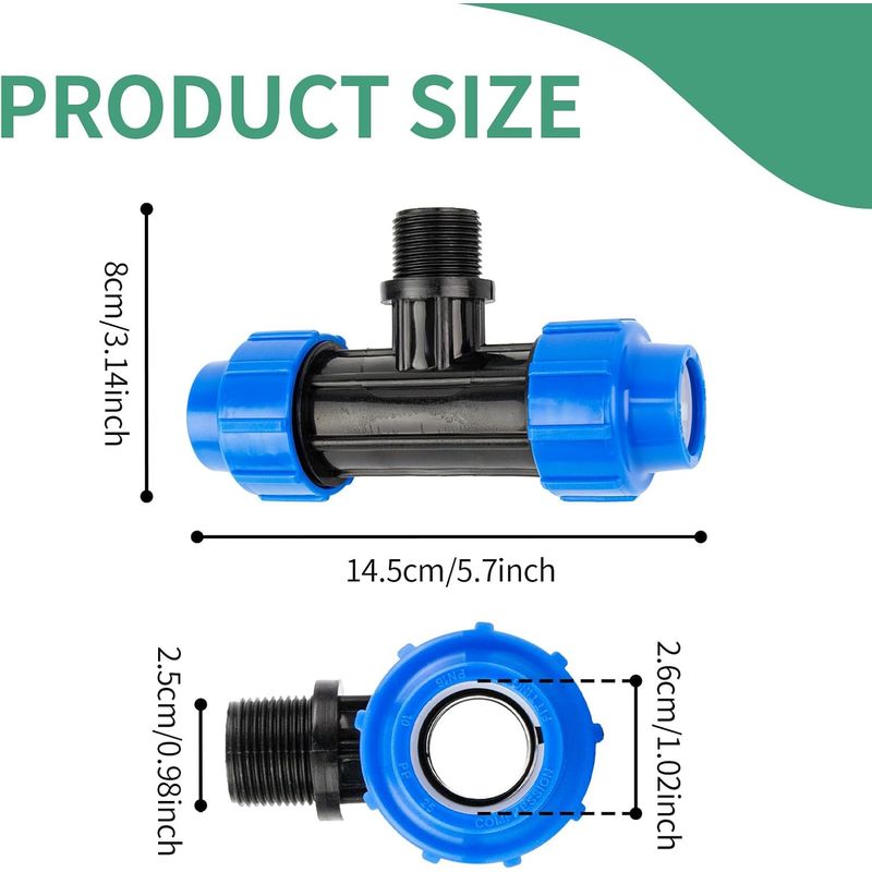 25 Mm X 3/4" T-förmiges Wasserrohr-fitting Mit Außengewinde: Verbindungsstück Zum Anschluss An Das Rohrende, 25 Mm X 3/4", Quick&easy-verbindungstechnik, Selbstdichtende Gewindeverbindung (4 Stück)