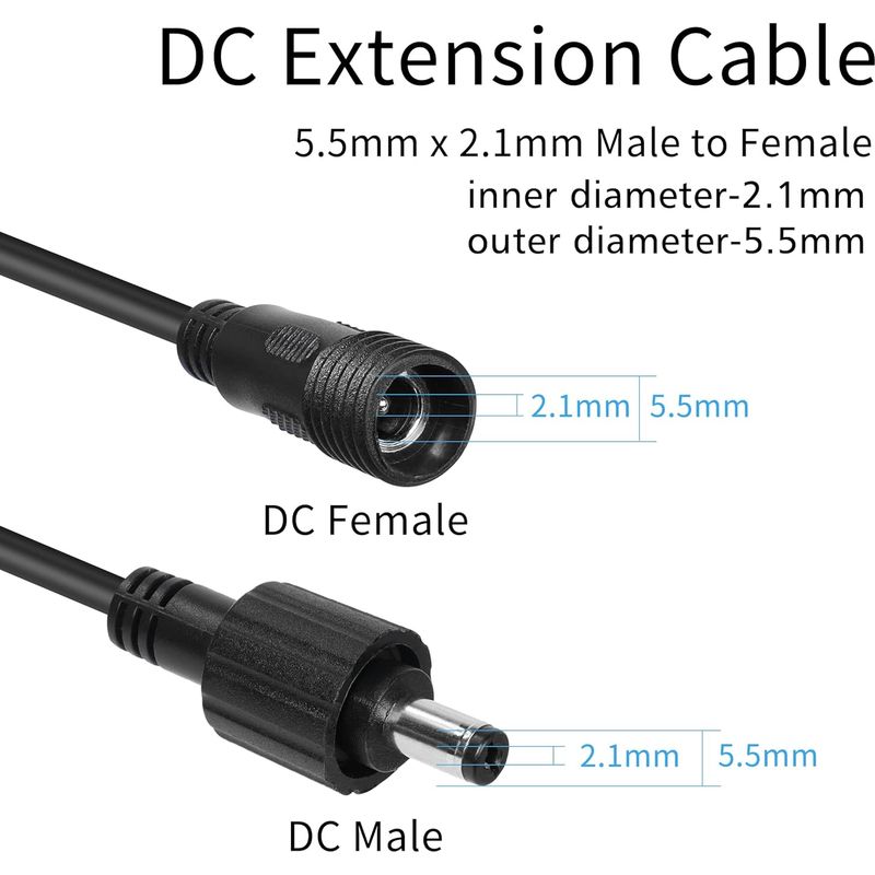 Dc-verlängerungskabel Ip65 Wasserdicht, Dc 5,5 Mm X 2,1 Mm Stecker Auf Buchse, Stromverlängerungskabel Für Gartenbeleuchtung, Gartenwegeleuchten
