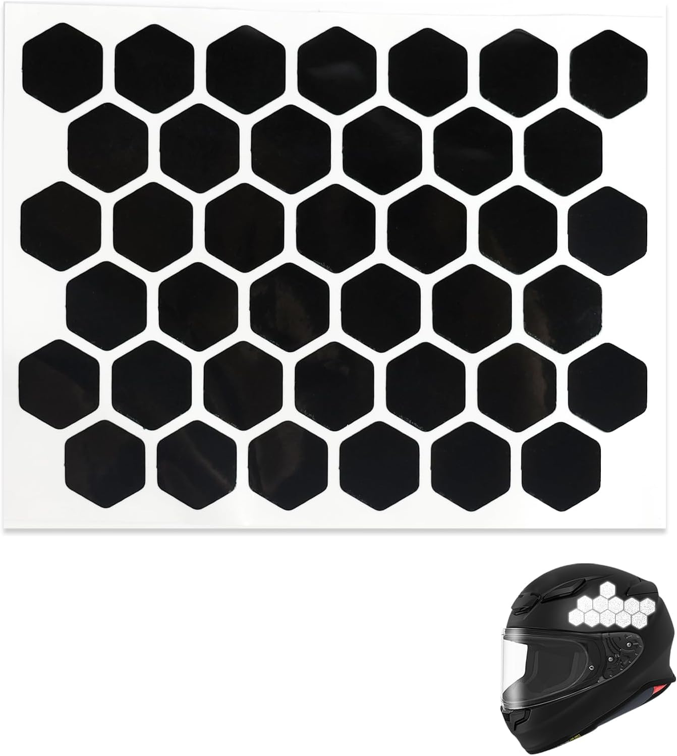 Packung Mit 1 Reflektierendem Aufkleber, Schwarz, Für Helme, Reflektoren Für Fahrräder, Roller, Kinderwagen (sechseck)