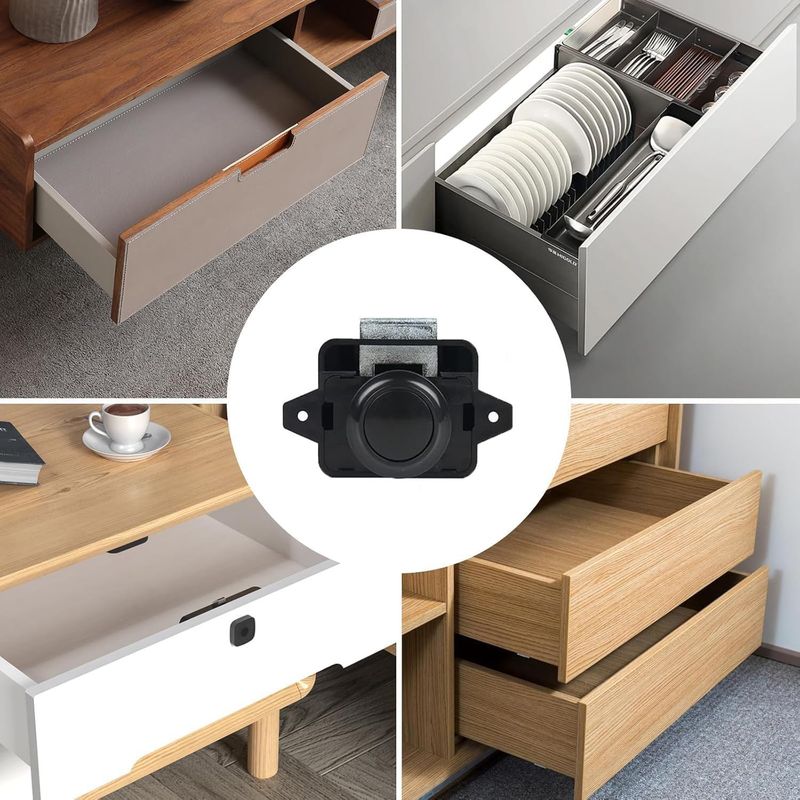10 Stück Druckknopfschlösser, 14-16 Mm Möbelschlösser, Für Wohnmobile, Yachten, Boote, Reisemobile, Campingschränke, Wohnwagen (schwarz)