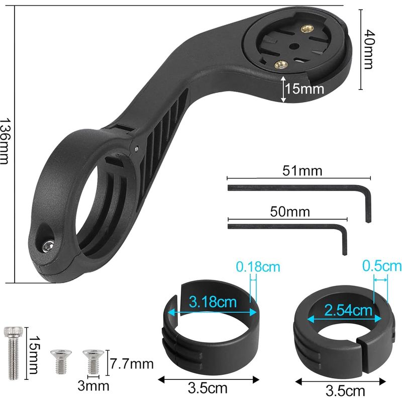 Fahrradhalterungsverlängerung Kompatibel Mit Garmin Edge 530, 540, 520, 510, 500, 200, 130, 25, 20, 840, 830, 820, 810, 800, 1000, 1030, 1040 Plus Und Explore 2. Lenkerhalterung Und Vorbauhalterung Fü