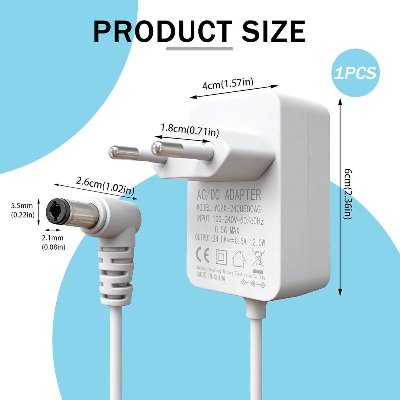 24v 0,5a Ladegerät-adapter Für Ätherische Öldiffusoren, 5v Dc Ladegerät, Ladegerät Für Babyphone-kameras, 1,4 M 5,5 Mm X 2,1 Mm Dc-stromkabel, Geeignet Für Verschiedene Ladegeräte