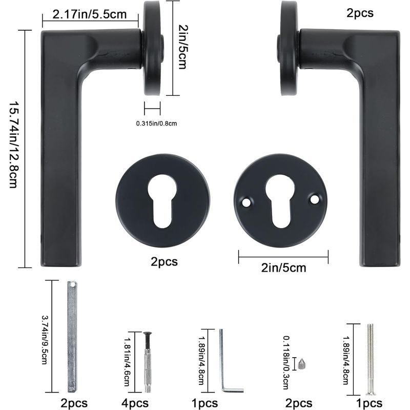 Türgriff, Edelstahl-innentürgriff Mit Schloss, 4 Schlüssel, Für Schlafzimmer, Für Türen 30–50 Mm Dick, Schwarz