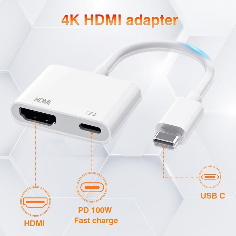 Usb-c-auf-hdmi-adapter, Typ-c-auf-hdmi-adapter, 4k-digital-av-konverter, Für Tv, Video- Und Audio-synchronisierung, Kompatibel Mit Iphone/ipad/hd-tv/projektor/monitor