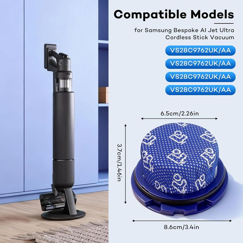 Waschbarer Filter Für Samsung Bespoke Jet Al Ultra Vs28c9762uk/aa, Vs35d9762uk/aa, Vs28c9760ug/aa, Vs30d9762uk Akku-staubsauger