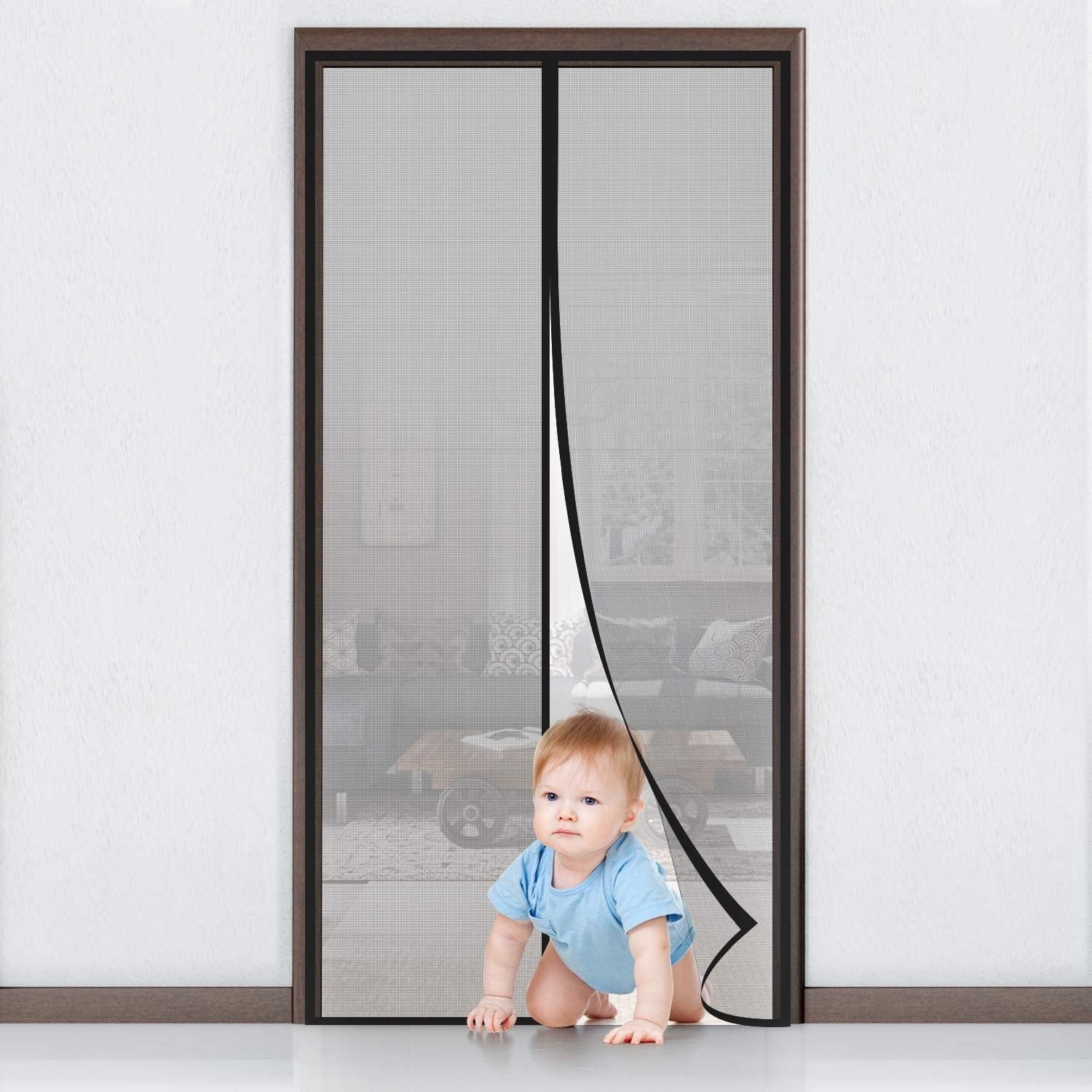 Magnetisches Moskitonetz Für Türen Und Fenster, 190 X 230 Cm, Insektenschutz, Fliegengitter-türvorhang Mit Klebestreifen Für Balkon, Wohnzimmer, Terrasse, Kein Bohren Erforderlich, Schwarz