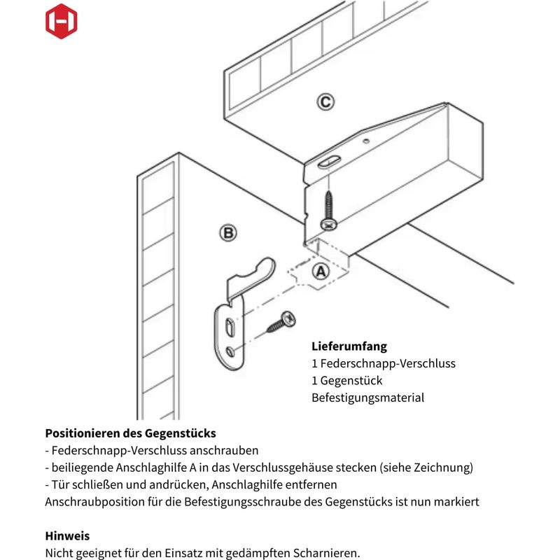 Automatischer Federriegel, Türriegel Mit Druckverschluss, Möbelriegel Zum Anschrauben, Hell Verzinktes Metall