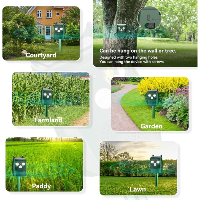 Ultraschall-katzenabwehrgerät Für Den Außenbereich, Geeignet Für Den Garten, Mit Bewegungsmelder, 3 Ultraschall- Und Blitzmodi, Aktiviert Automatisch Die Tauben- Und Hundeabwehr