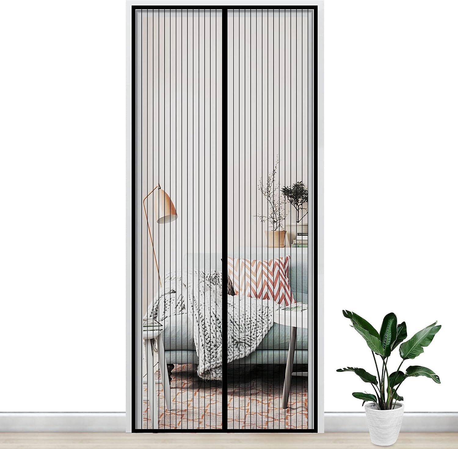 Gimars Magnetisches Moskitonetz Für Türen, 90 X 210 Cm, Schützt Vor Mücken Und Fliegen, Automatischer Magnetverschluss Mit Klettverschluss, Kein Bohren Erforderlich, Verhindert Das Eindringen Von Inse