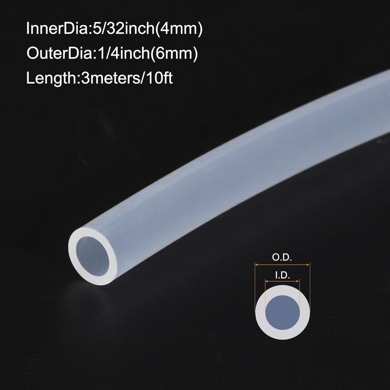 3 Meter Silikonschlauch, 4 Mm Innendurchmesser Und 6 Mm Außendurchmesser, Transparent, Industriekunststoff Für Pumpen, Entwässerung, Bewässerung, Rühren, 1/4