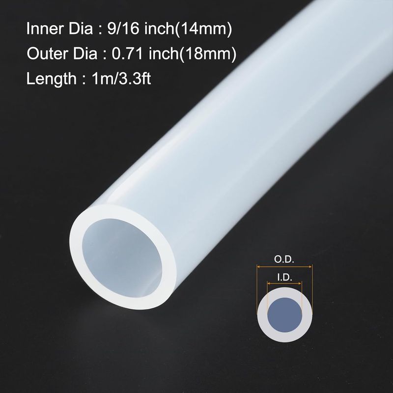 1 M (3 Fuß) Silikonschlauch, 14 Mm Innendurchmesser X 18 Mm Außendurchmesser, Transparent, Für Industrielle Anwendungen, Transparenter Silikonschlauch Zum Pumpen, Entleeren, Bewässern, Brauen, 9/16" X