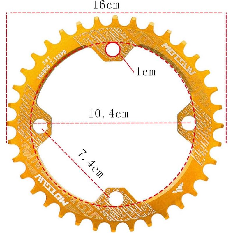 104 Bcd 38t Schmale Und Breite Runde Fahrrad-einzelkettenblätter (gold)