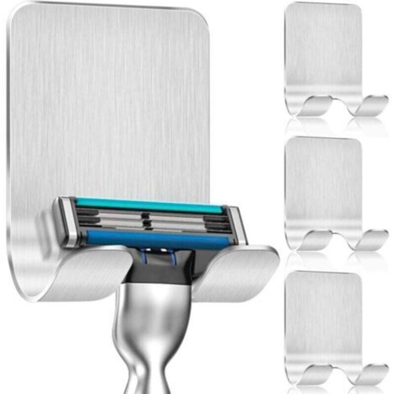 Rasiererhalter Für Die Dusche, Selbstklebender Haken, Rasiererhalter Aus Edelstahl, Handtuchhalter Für Bad Und Küche Ohne Bohren, Silberfarben