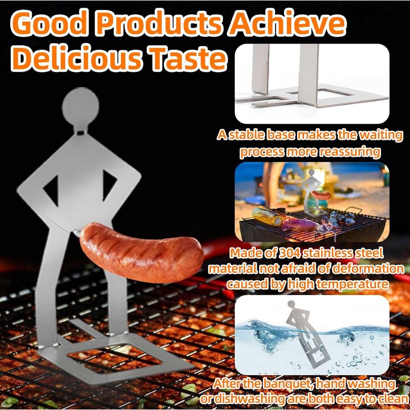 Kreatives 4-teiliges Wurstgestell, Grillzubehör Aus Edelstahl, Tragbarer Hot-dog-grill, Geschenk Für Männer, Praktisches Kochzubehör Für Outdoor-aktivitäten, Camping Und Geburtstage
