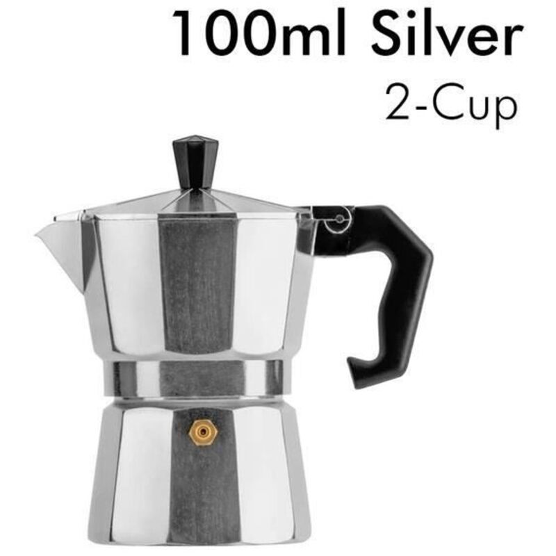 Klassische Italienische Mokkakanne (100 Ml) Aus Aluminium, Silberfarben, Für Espresso, Für Zuhause Und Draußen, 100-150-3