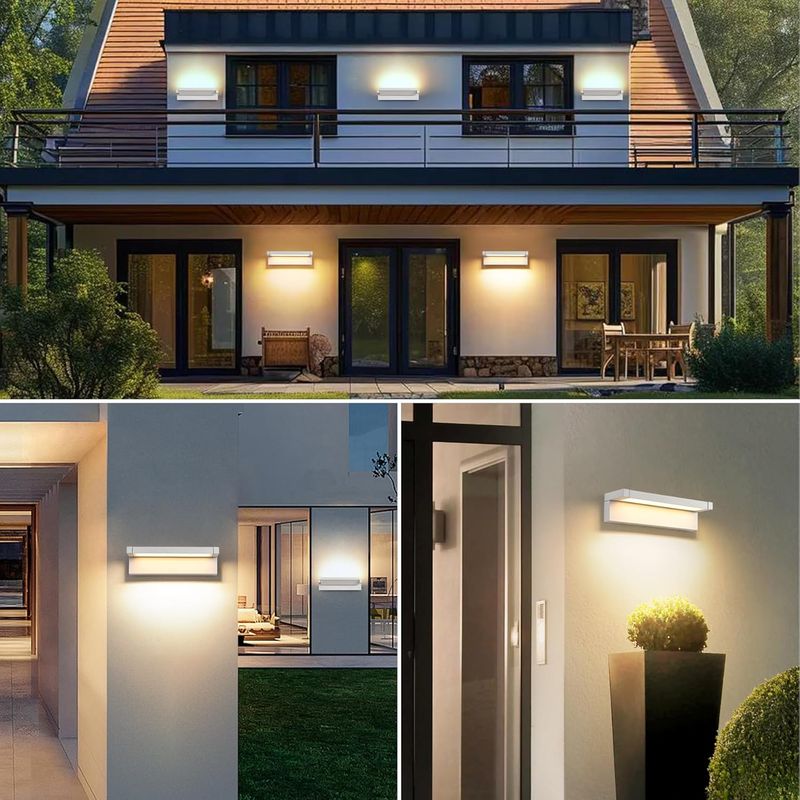 Led-wandleuchte Für Innen Und Außen, 36 W, Moderne Wandbeleuchtung, Ip65 Wasserdicht, 3000 K Warmweiß, Verstellbarer Abstrahlwinkel, Geeignet Für Terrasse, Eingangsbereich Und Garten, Weiß