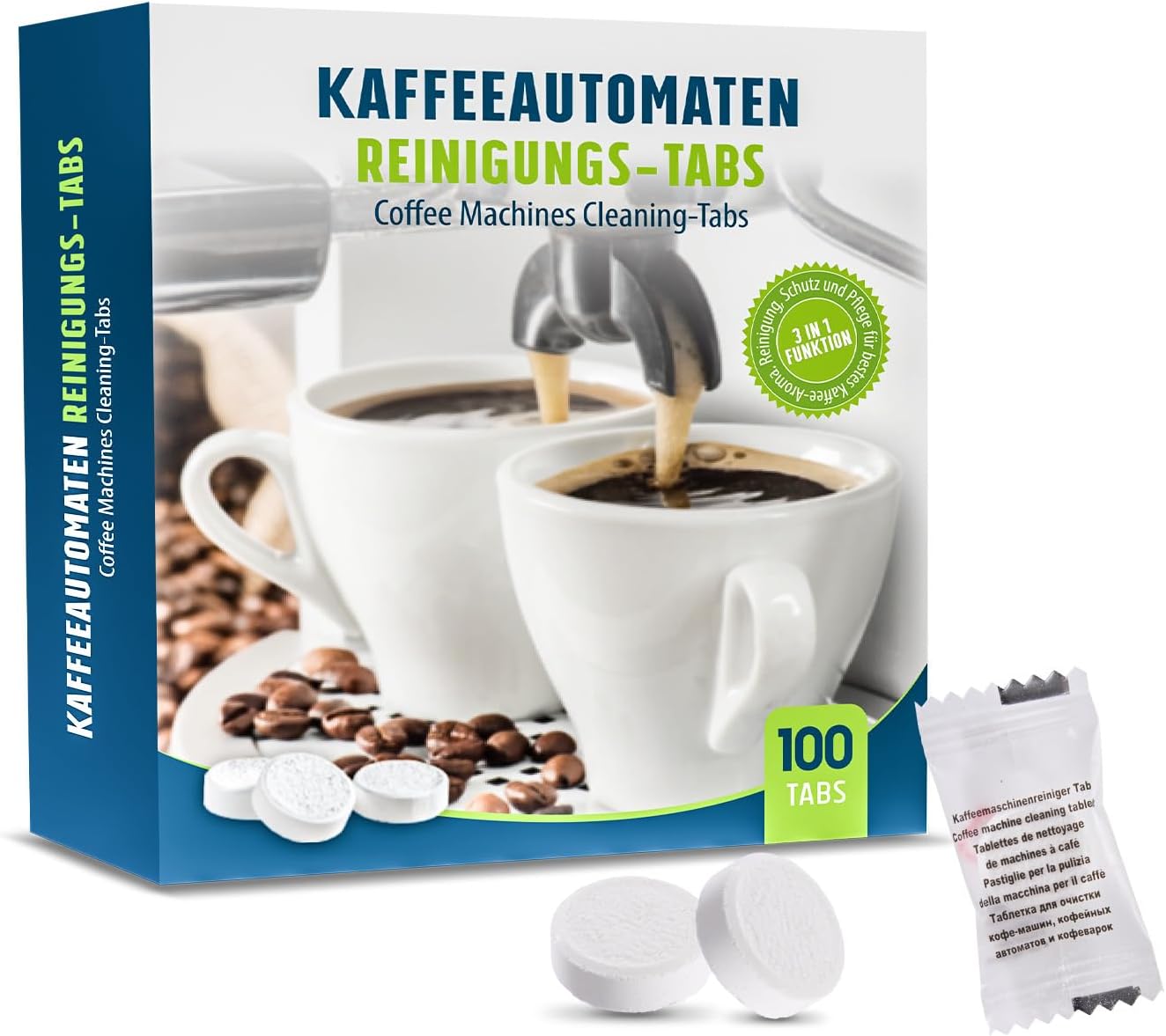 100 3-in-1 Reinigungstabletten Für Kaffeevollautomaten – Aktivsauerstoffformel – Kompatibel Mit Siemens Eq-serie, Jura, Melitta, Bosch