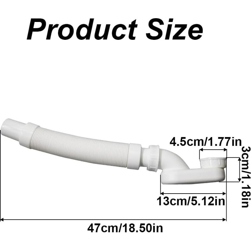 G1-1/2"-flexschlauch Mit Flachem P-anschluss, Flacher, Selbsttragender Ablauf Für Badewanne Und Wohnmobil, Robustes Abs-material