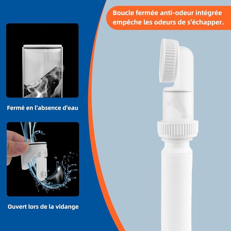Waschbeckenablauf, 1 1/4 Zoll (3,2 Cm), Platzsparend, 360° Verstellbar, Abflussrohr Mit Geruchsdichtem Siphon, Weiß