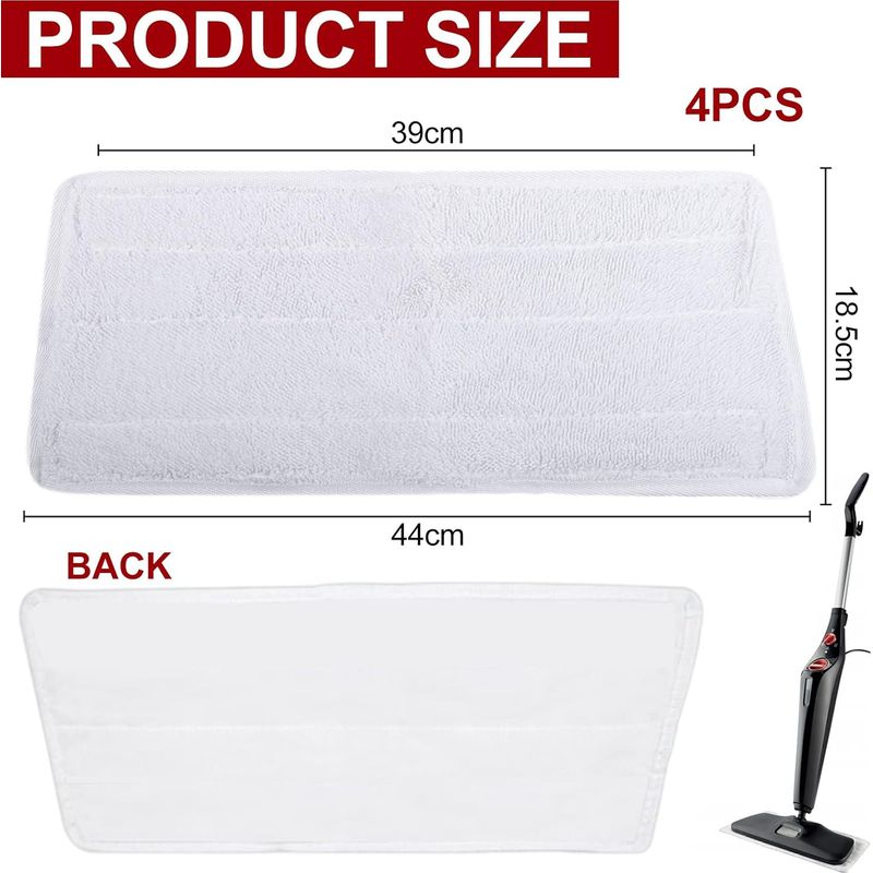 Set Mit 4 Ersatzbezügen Für Vileda Xxl Dampfreiniger, Waschbarer Mikrofaser-ersatzbezug Für Vileda Steam Plus Xxl Dampfreiniger, Waschbar, Wiederverwendbar, Weiß