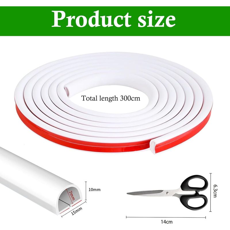 3 M Selbstklebende Kabelabdeckung, 15 Mm X 10 Mm Mini-halbrund-kabelkanal, Selbstklebender Pvc-kabelkanal Für Zuhause Und Büro