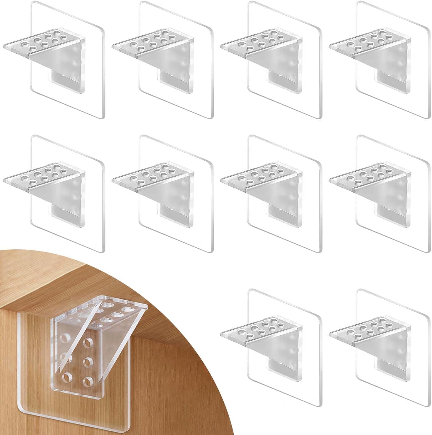 10er-pack Unsichtbare Regalhalterungen, Selbstklebende Regalträger, Wandhalterungen, Bohrfreie Montage, Schrankregalhalterungen, Für Kleiderschrankregale, Möbel