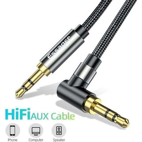 Stereo-audiokabel, Klinkenstecker Auf Klinkenstecker, 3,5-mm-stecker Auf 3,5-mm-buchse, 90°-winkel, Geflochtenes Nylon-aux-kabel Für Autoradios, Lautsprecher, Tablets, Mp3-player, 1,5 M