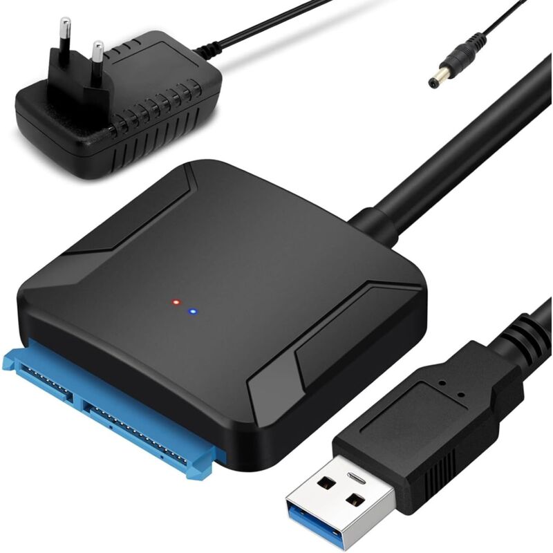 Usb-sata-auf-usb-3.0-adapter Für 2,5"-/3,5"-ssds Und Festplatten, Uasp-unterstützung, Usb-sata-adapter Mit 12-v-2-a-netzteil, Kompatibel Mit Windows, Mac Und Linux