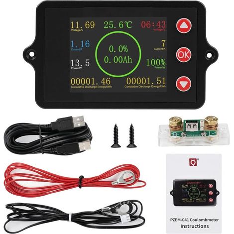 Dc 8–100 V 100 A Batteriemonitor, Batterietester, Batteriestromanzeige, Kapazitätsmonitor Mit Shunt-sensor Aus Reinem Kupfer, 100-a-temperatursensor Und Alarmfunktion