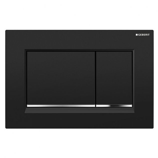 Geberit Sigma20 (ehemals Sigma30) Quadratische Betätigungsplatte Für 2-mengen-spülung: Mattschwarz Lackiert, Easy-to-clean-beschichtung, Chrom Glänzend (115.883.14.1)