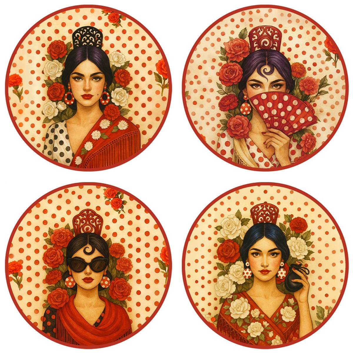 Flamenco-untersetzer Aus Keramik – Farbenfrohe Dekoration Im Spanischen Stil