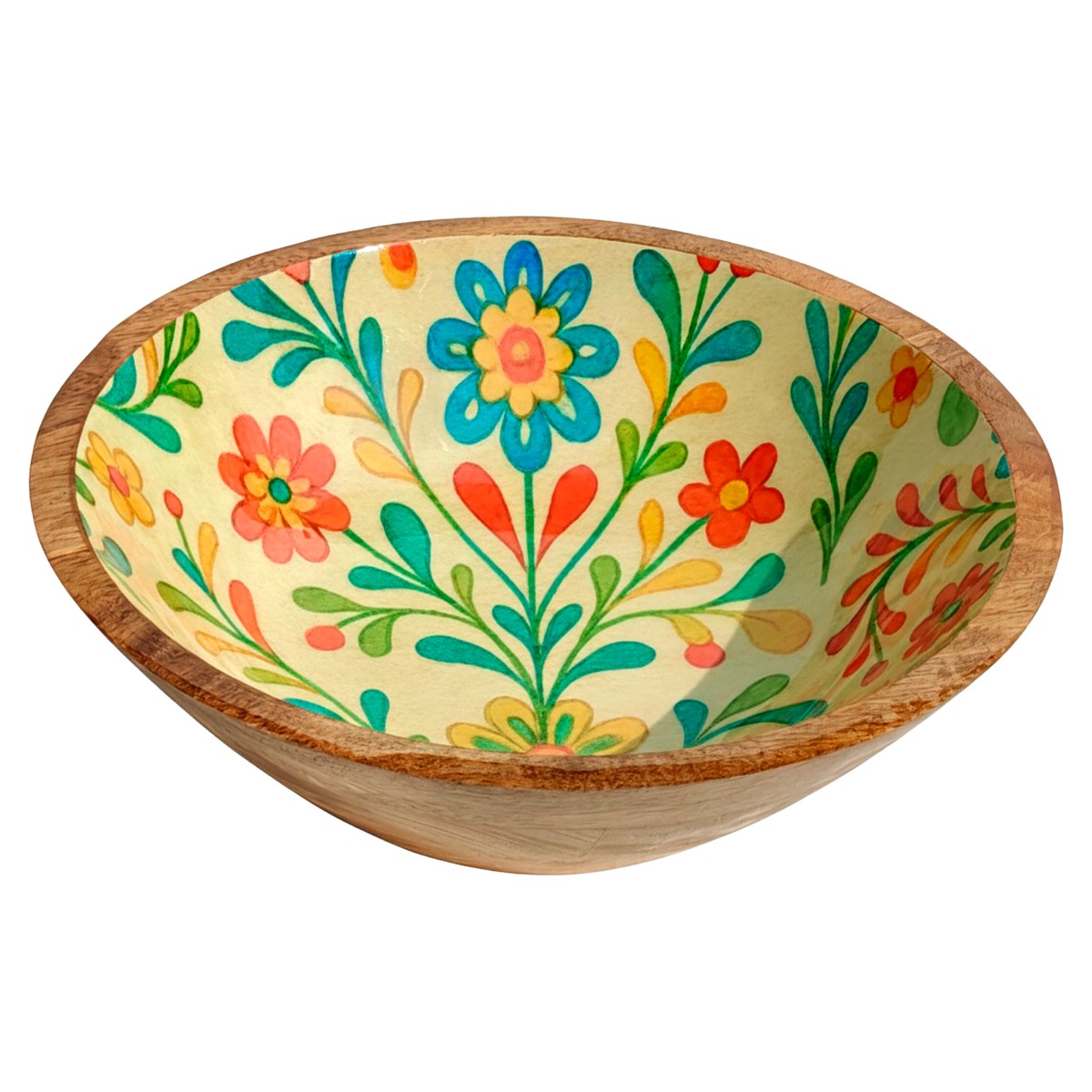 Blumenschale Aus Holz Und Kunstharz, Größe L – Beige, Farbenfroh Und Dekorativ