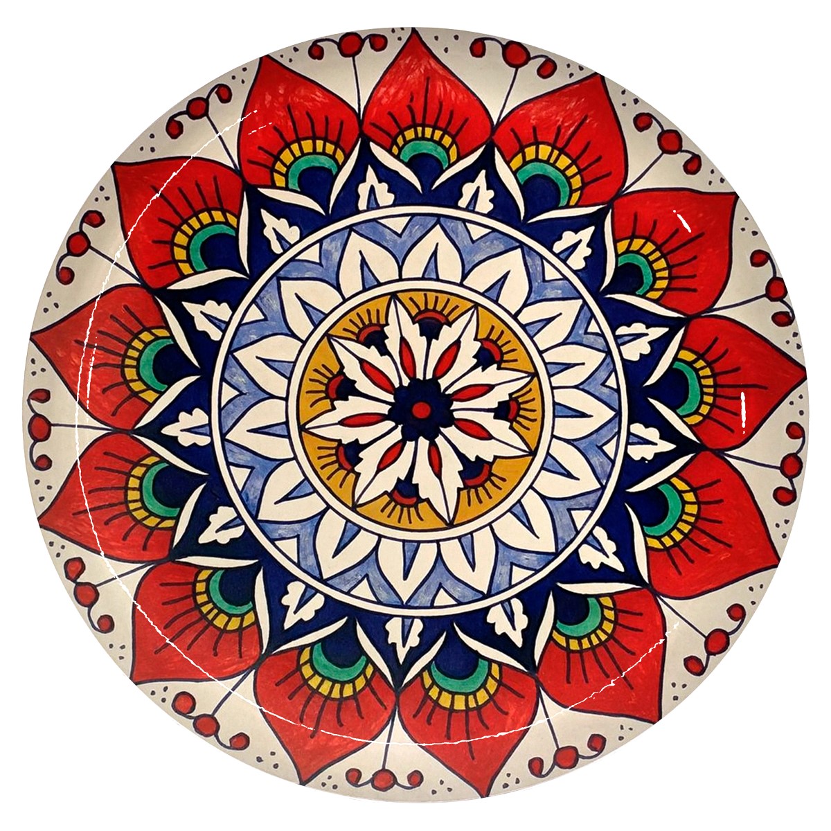 Bunte Mandala-keramikplatte Als Wanddekoration Für Den Garten