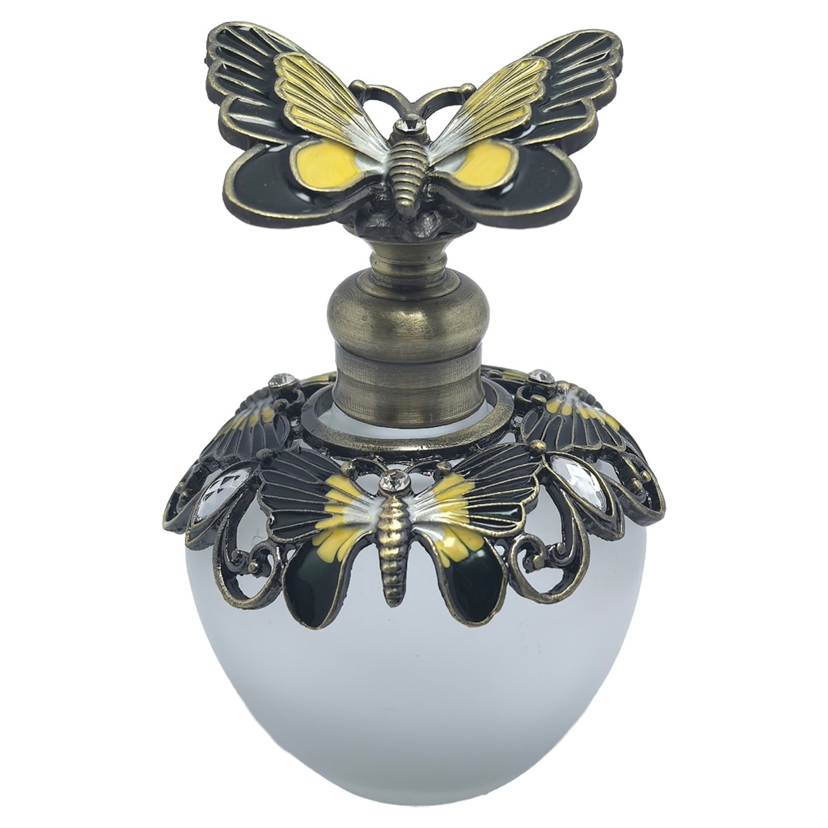 Schmetterlings-parfümflakon Aus Metall Und Glas – Vintage-stil Mit Schmetterlingsdetails