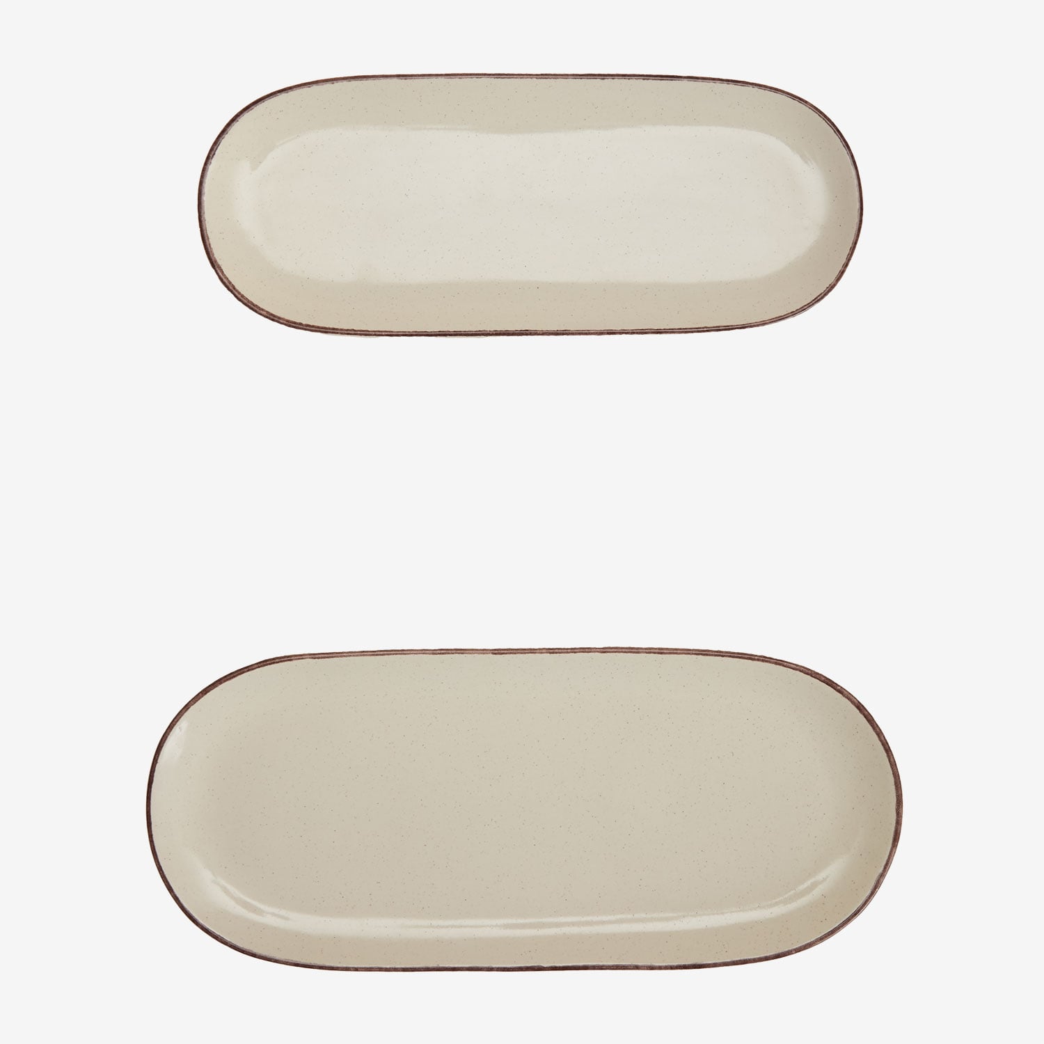 Sklum Set Aus 2 Tabletts Aus Steingut Ronilena Tapioka Beige - Braun