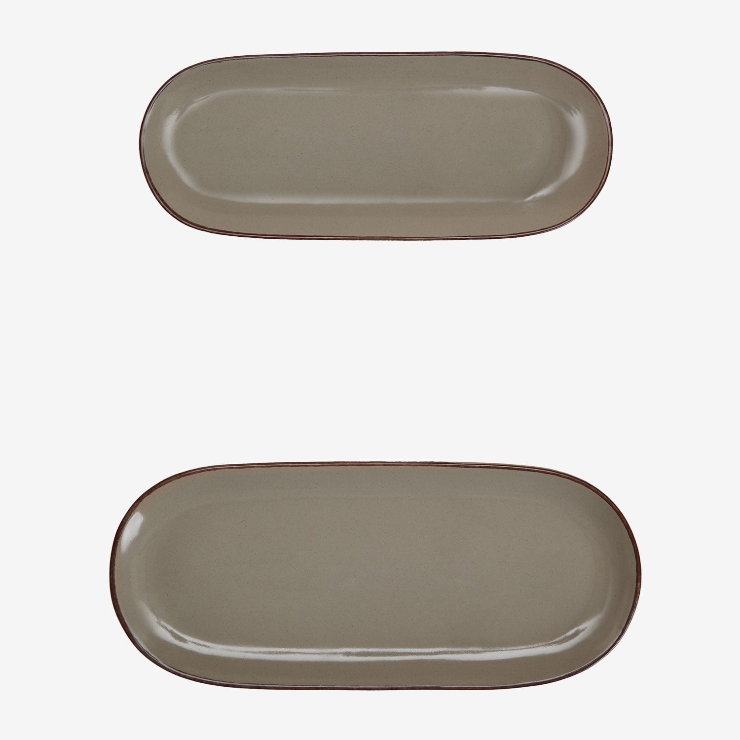 Sklum Set Aus 2 Tabletts Aus Steingut Ronilena Zedernholzbraun - Braun