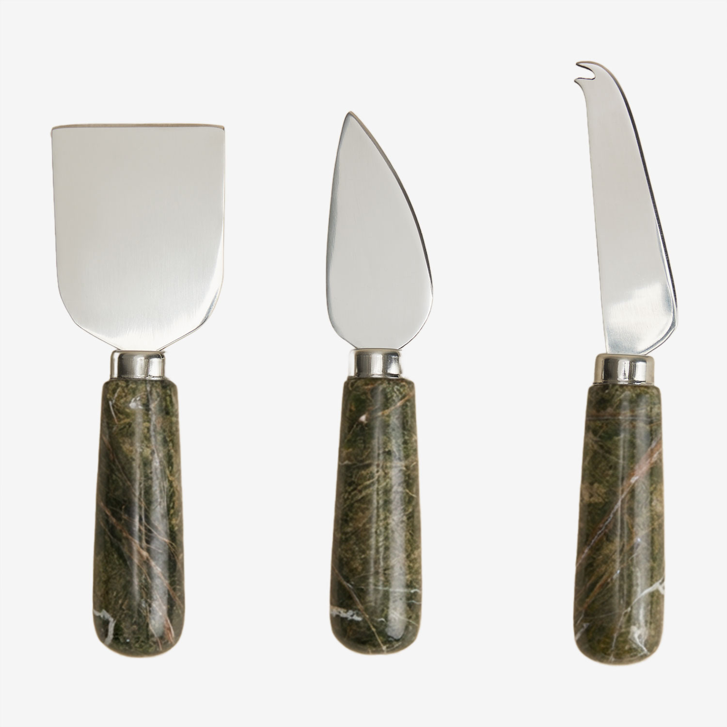 Sklum 3-teiliges Käsemesserset Aus Marmor Und Edelstahl Calven Grüner Marmor Forest