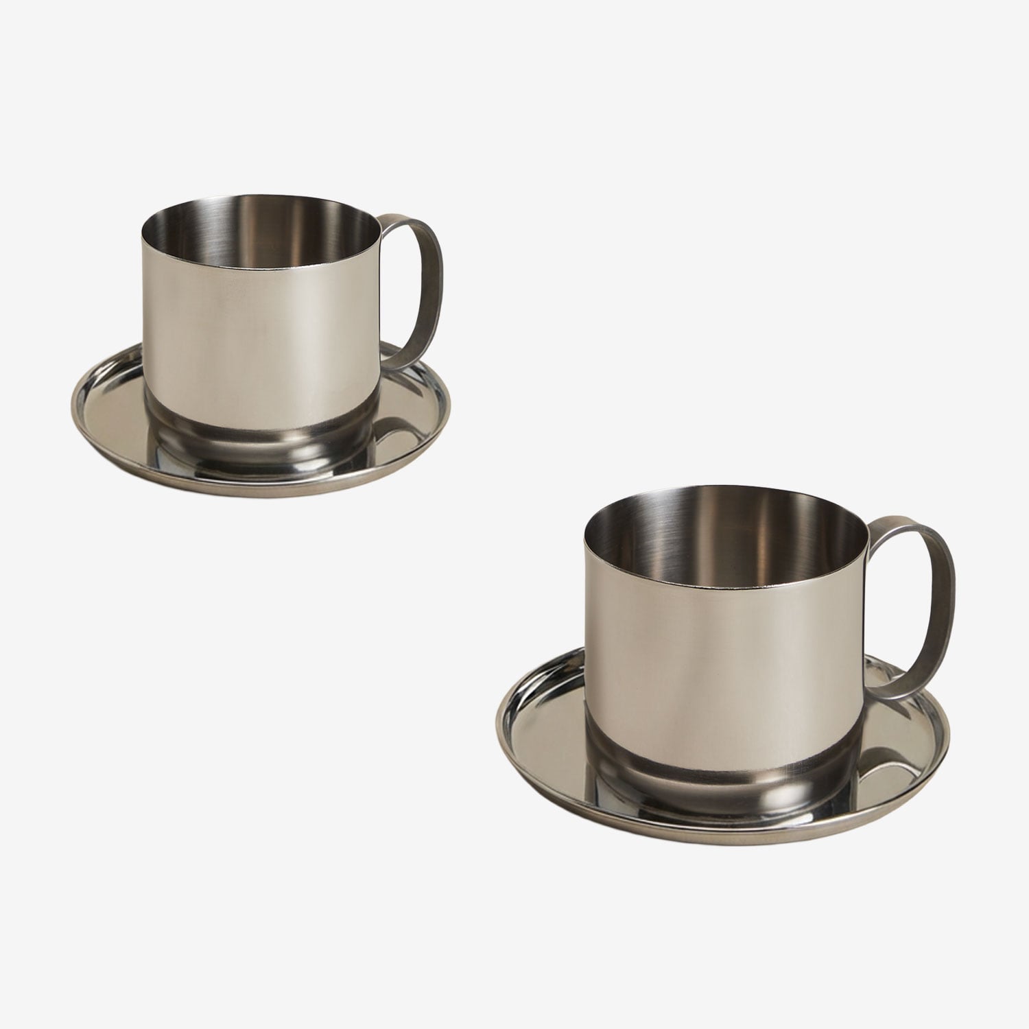 Sklum Pack Mit 2 Kaffeetassen 17 Cl Mit Untertasse Aus Edelstahl Lludix Edelstahl