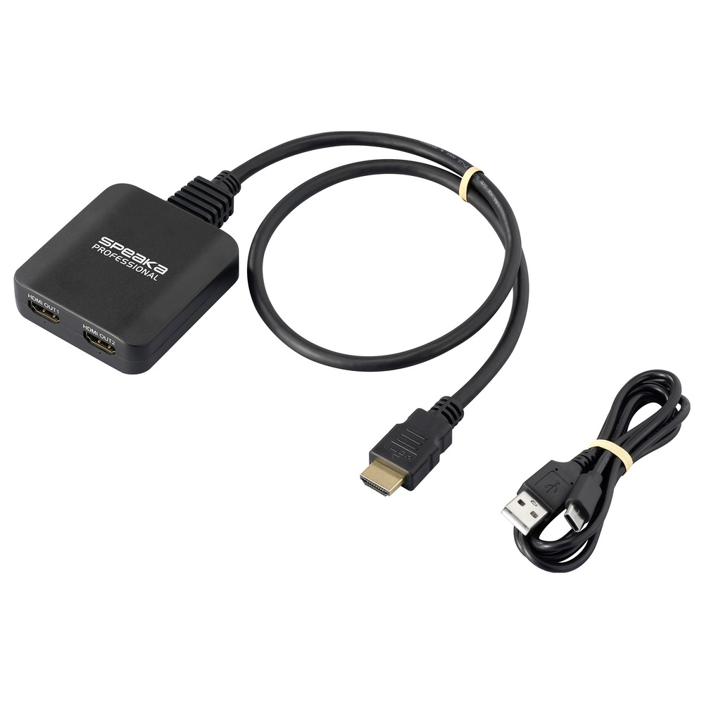Speaka Professional Sp-hdmis-300 2 Port Hdmi-splitter Ultra Hd-fähig 7680 X 4320 Pixel Schwarz