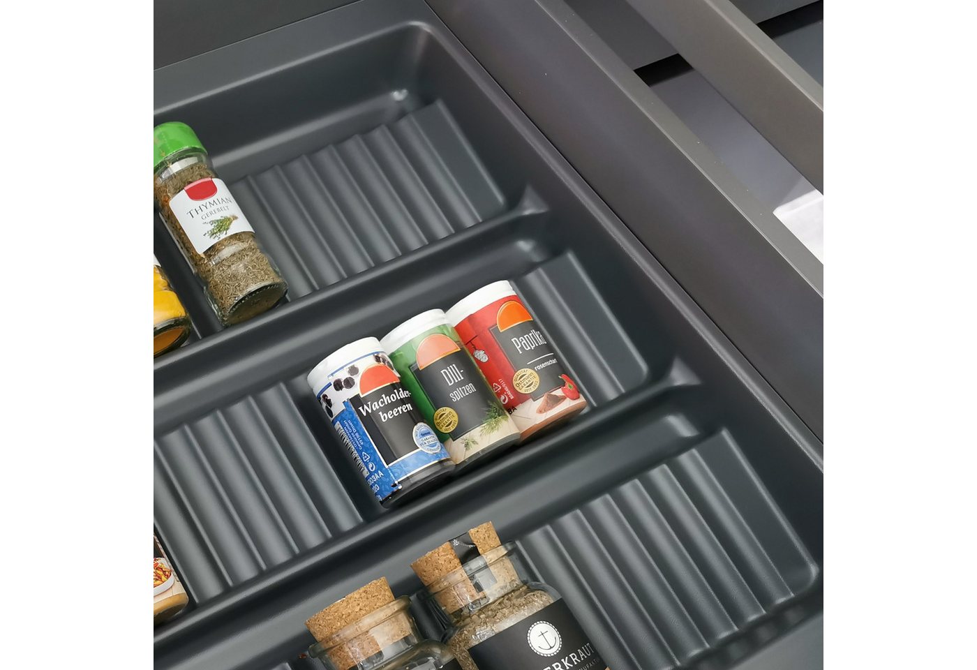 Kunststoff Schubladeneinsatz Für Gewürze - Für 60 X 50 Cm - Gewürzeinsatz Silbergrau Für Küchenschubladen Bild 4