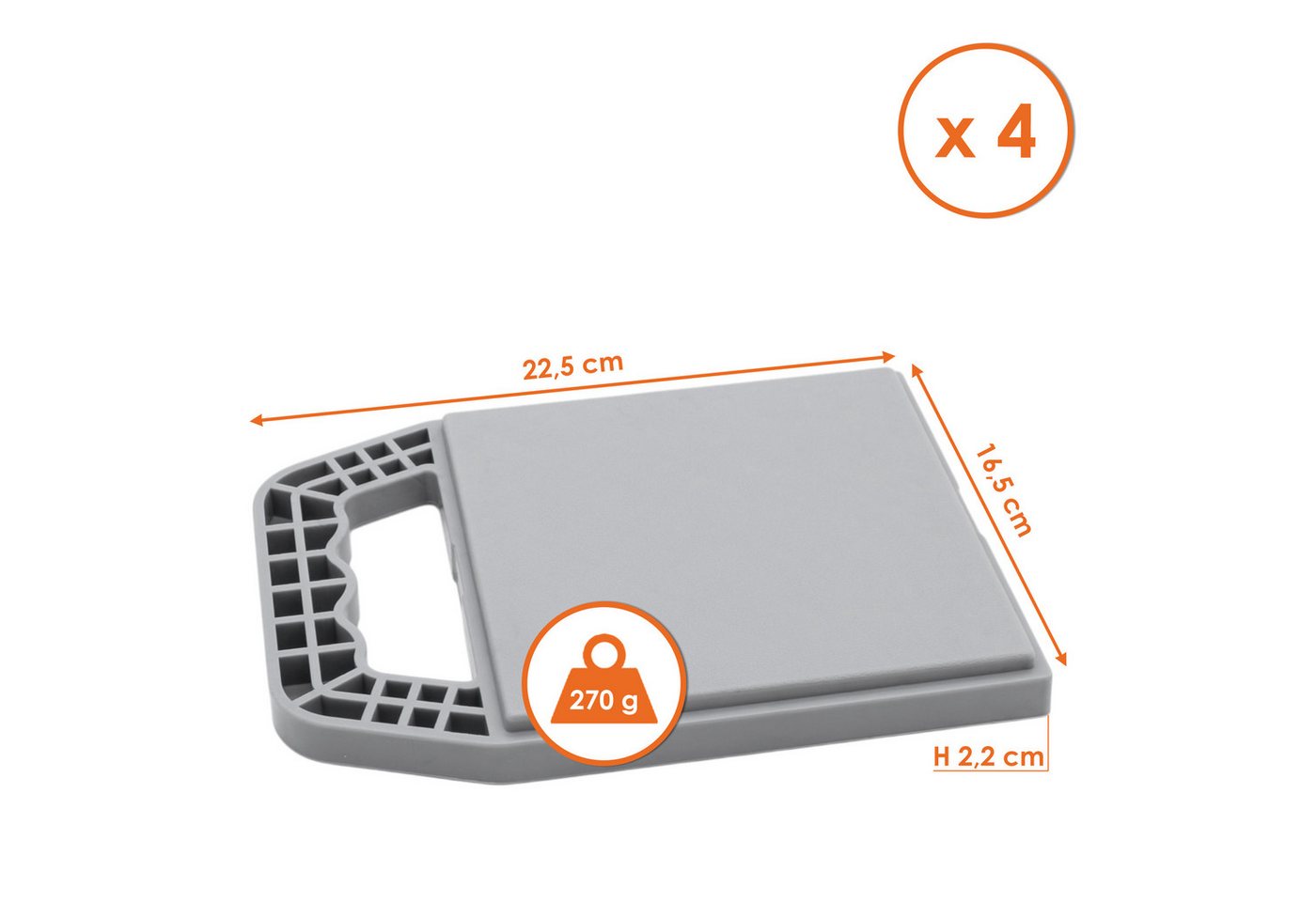 Unterlegplatten Für Wohnwagen Stützen 22 X 16 Cm Grau Stapelbar - 4er Set - Stützplatten Für Wohnmobil Stützblöcke Aus Hochdichtem Polyethylen Bild 3