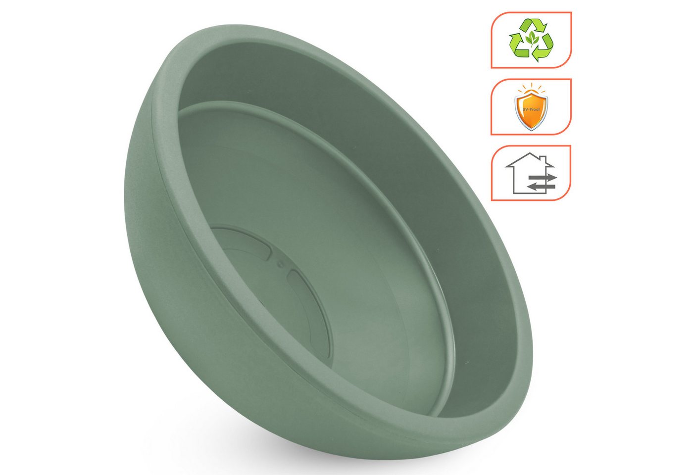 Kunststoff Pflanzschale Rund Grün - 39 Cm - Blumenkübel Aus Recyceltem Material - Pflanz Schale Topf Übertopf Rund Für Garten Terrasse Balkon Bild 4