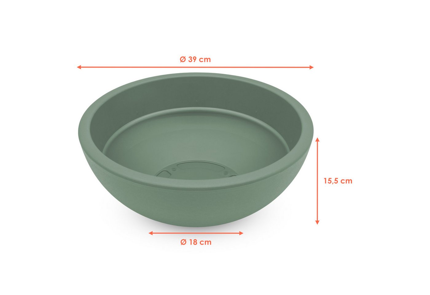 Kunststoff Pflanzschale Rund Grün - 39 Cm - Blumenkübel Aus Recyceltem Material - Pflanz Schale Topf Übertopf Rund Für Garten Terrasse Balkon Bild 5