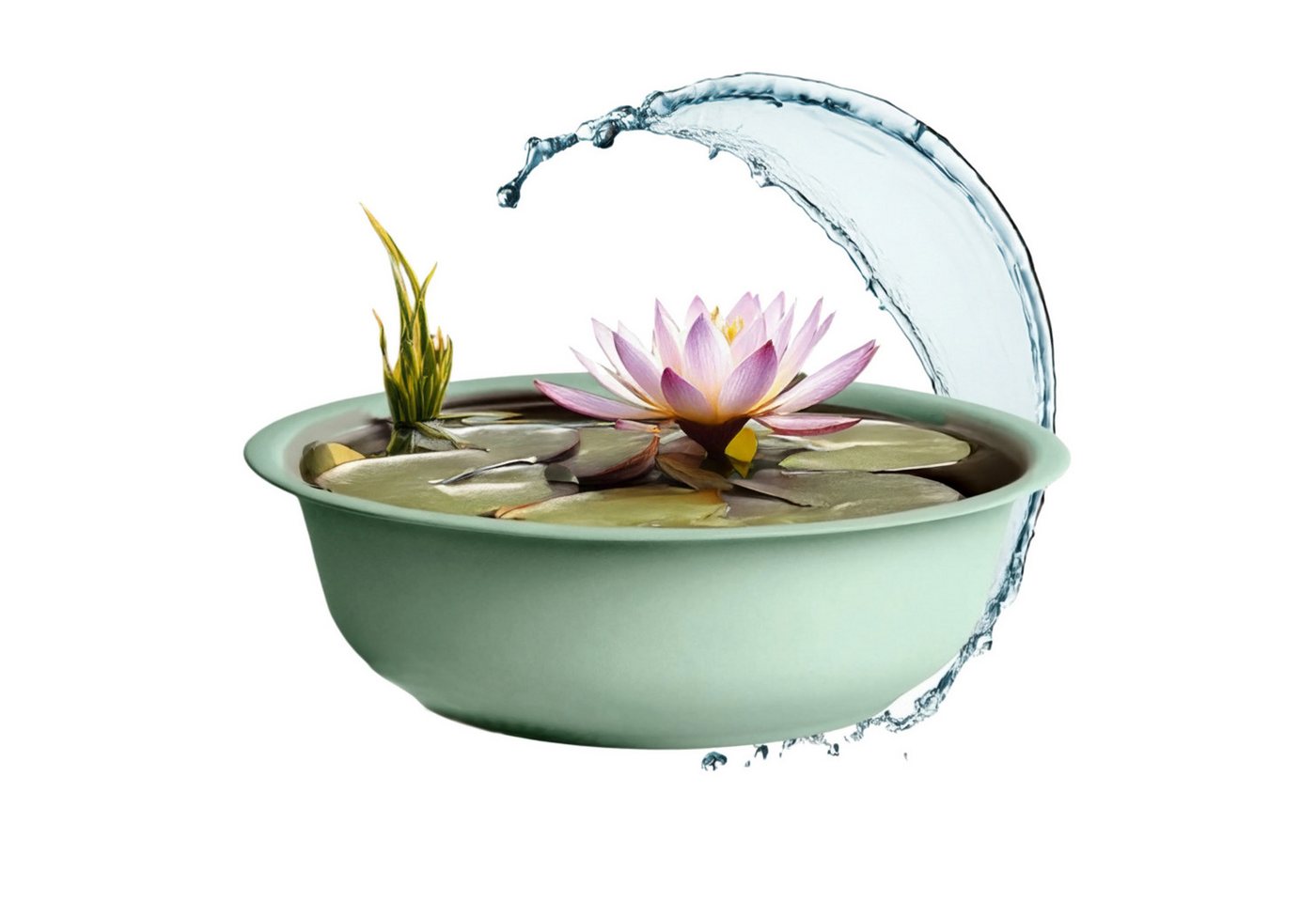Mini Gartenteich Rund Matt Grün - 52 Cm - Garten Deko Metall Blumenschale Groß - Zierteich Miniteich Balkonteich Teichwanne Bild 4
