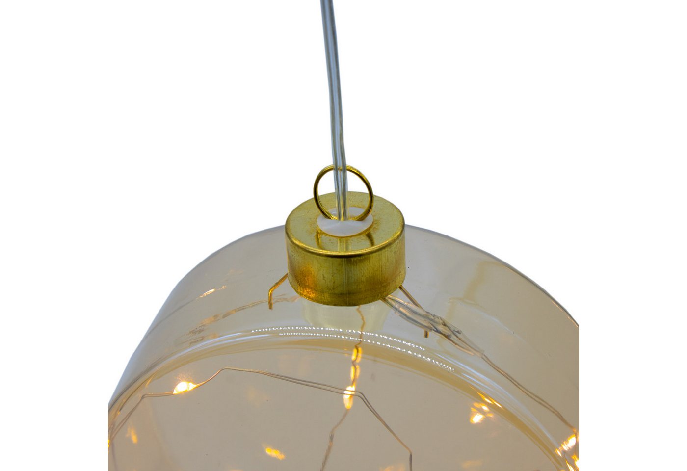 Led Glas Disc 12 Cm Warm Weiß Beleuchtet - Transparent Gold - Weihnachtsdeko Kugel Batterie Betrieben Mit Timer - Weihnachten Advent Deko Beleuchtung Stimmungslicht Bild 4